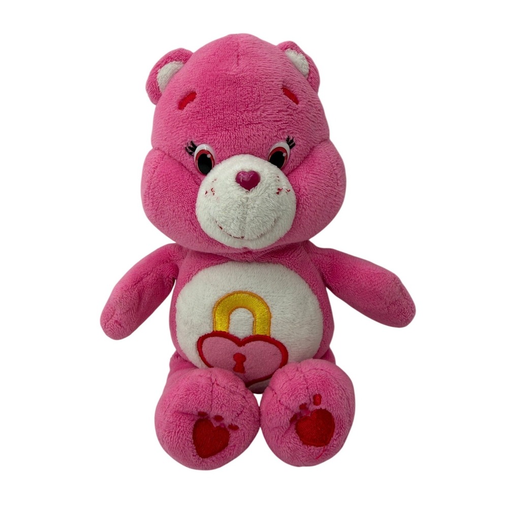 Care Bears Secret Bear Plush Pink Heart Lock Belly Badge 8 inch Stuffed Vintage